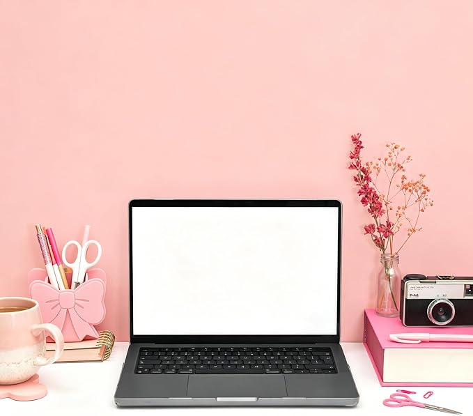 2 Pack Pink Pen Holder for Desk Cute Pink Bow Makeup Brush Holder Coquette Pinks Bow Desk Organizer-Assemble Acrylic Pen Holders Pinks Bow Accessories for School Office Home Desk Supplies