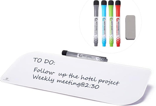 TSJ OFFICE Glass Dry-Erase whiteboard - 16 X 6 Inches Tabletop Easel whiteboard with Stand, Desk Board Buddy for Artist, Teacher and Student