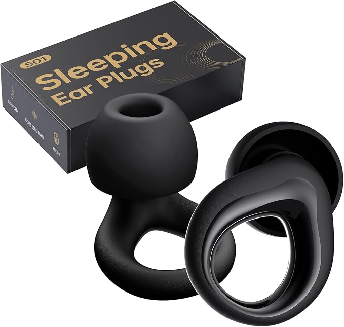 Ear Plugs for Sleeping Deep Focus, Travel, Snoring, 30dB Noise Reduction | Reusable Silicone Earplugs, Noise Cancelling, High Fidelity Hearing Protection, Black