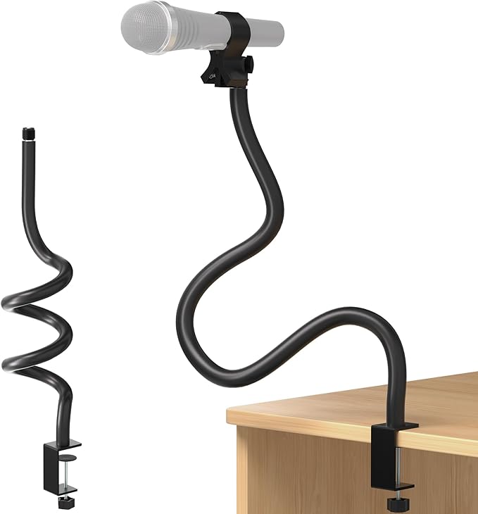 Microphone Stand,50 cm Long Flexible Gooseneck Arm Desktop Clamp Mount,Universal Heavy Duty Mic Clip Holder 3/8" to 5/8" Adapter,Compatible with Shure/Fifine/HyperX /AT2020 /Pyle/Blue Snowball/Razer