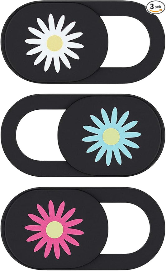 Cute Thin 0.7mm Flower Laptop Camera Cover Slide, 3 PCS Computer Camera Cover Slide, Protect Your Visual Privacy, Webcam Cover-Slide Phone Cameras Covers Blocker for Phone Computer Desktop Tablet