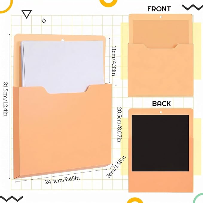 Gilprop 12 Pack Magnetic File Holder for Whiteboard, 10"x13"x1.2" Classroom Magnetic Wall File Folders, Hanging Magazine Organizer Storage Pocket for Refrigerator Mail Paper Desk Office(Light Vintage)