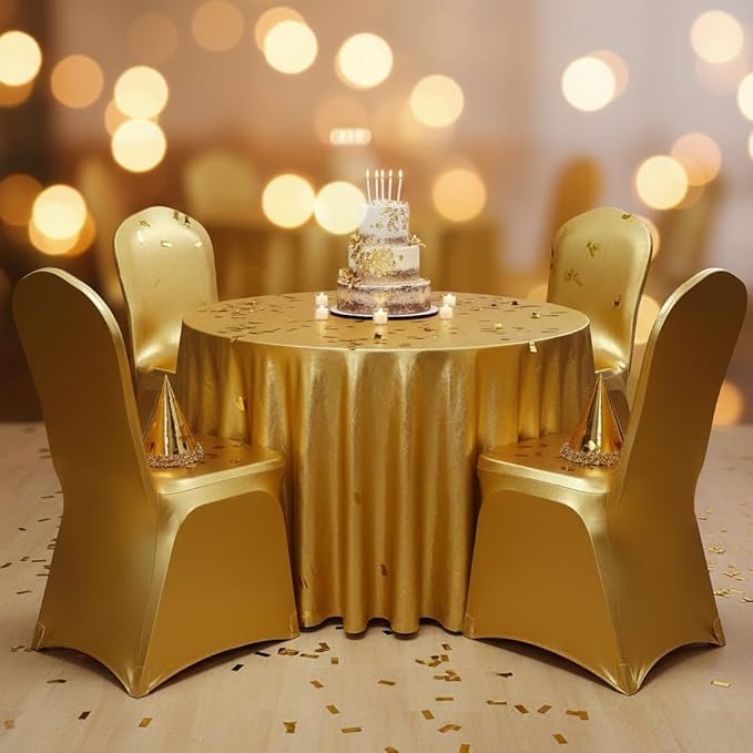 Stretch Chair Cover Chair Decoration for Wedding Banquet Party (Shiny Gold) | chair slipcover wedding decor dining room seat covers for chairs spandex metallic luxury gold full chair covers