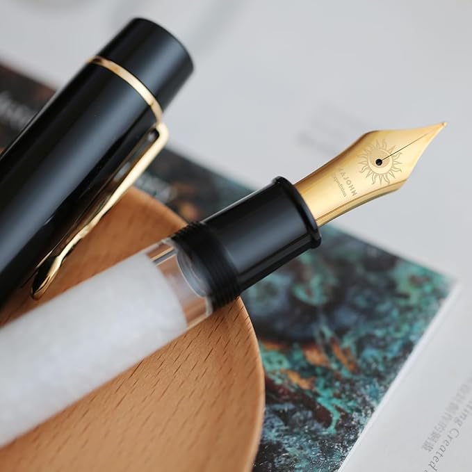 erofa Majohn P139 NO.8 Fine Nib Piston Fountain Pen with Box, Brass Piston System Large Capacity Writing Pen