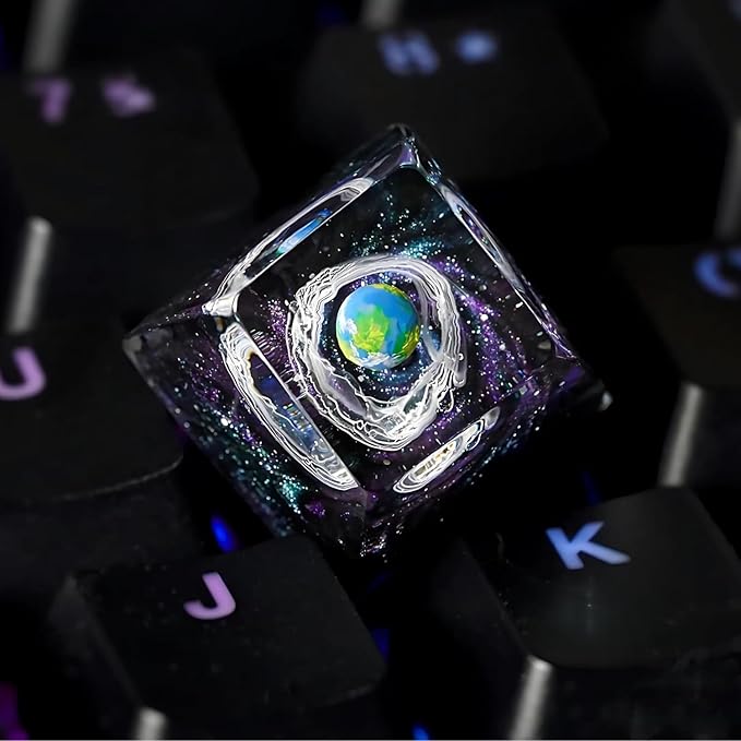 Earth Artisan Keycap Solar System - 1U ESC, R1 SA Profile Custom Handmade Resin Cherry MX Switch Key Cap Mechanical Keyboard, Cool Tech Gifts for Men, Dad, Father's Day, Gamer, Space Lover