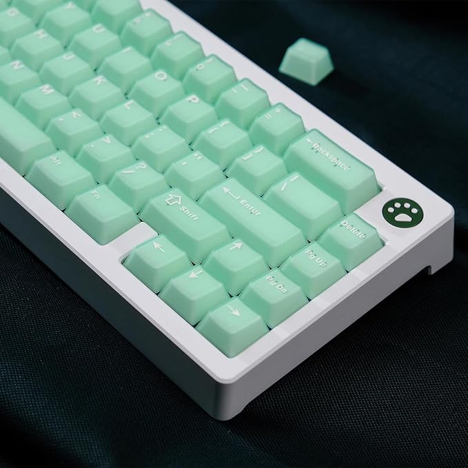 Sumgsn 114 Keys Translucent Keycaps Cherry Profile PBT Doubleshot Green Keycaps Set Fit for 60% 65% 75% Cherry Mx Switches Mechanical Keyboards
