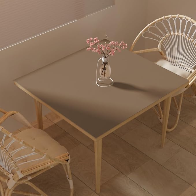 Faux Leather Table Cover,1.8mm Thick,40x40 Inch Table Protector,Table Protector for Dining Room Table,Dining Table Cover,Table Cover Protector.(Mud Color+Champagne Gold,40x40)