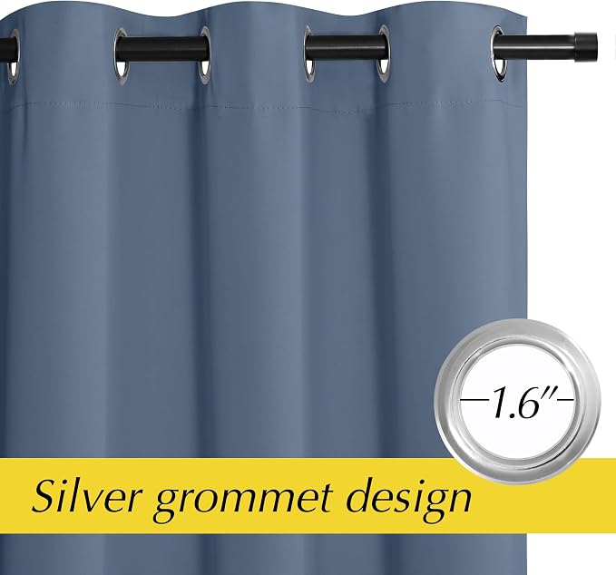 NICETOWN Sliding Hanging Room Divider,60%-70% Soundproof Privacy Panel Keep Heat Out Closet Door Curtains for Bedroom Doorway Hiding Bathroom Laundry Shelves,42 x 95 inches, 1 Panel, Stone Blue