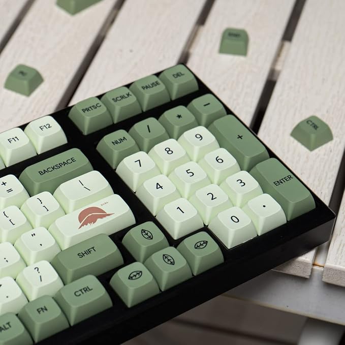 mintcaps Matcha Green PBT Keycaps Set 124 Keys XDA Profile Cute Keycaps Custom Dye-Sublimation Keyboard Key caps for 60% 65% 70% 75% 100% Cherry Gateron MX Switches Mechanical Keyboards