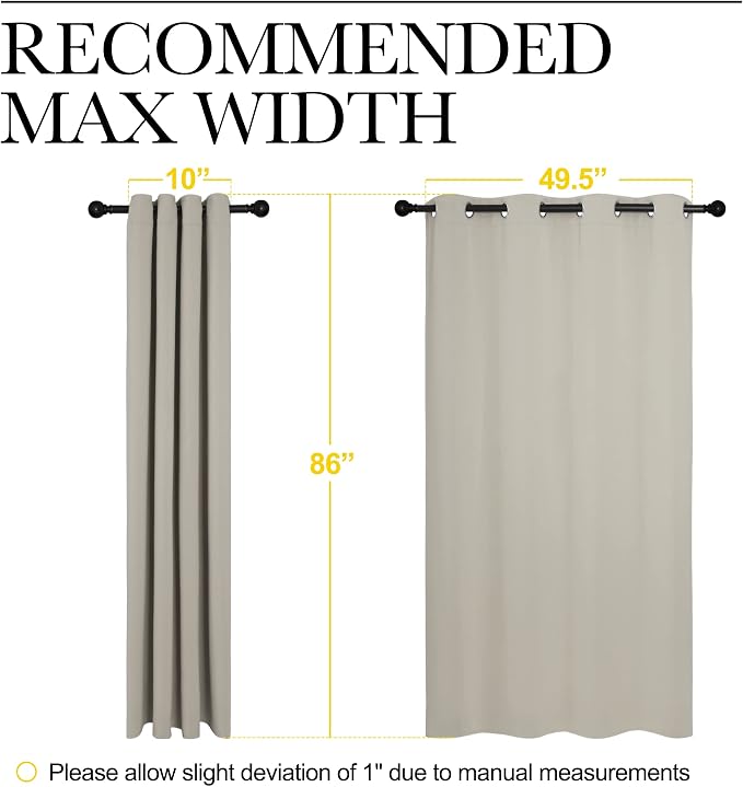NICETOWN Natural Room Darkening Curtains 86" Long for Boho Farmhouse Home Decoration, Window Treatment Total Privacy Drape Panels for Bedroom Living Room Guest Room (55" Wide, Set of 2)