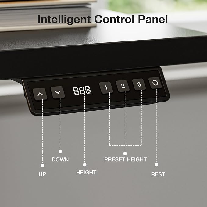 Muvai 59 Inch L Shaped Standing Desk Adjustable Height with Cable Management Tray,Gaming Electric Corner Standing Desk, Sit Stand Computer Table with Reversiable Splice Board, Black