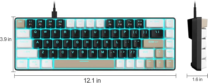 MageGee Portable 60% Mechanical Gaming Keyboard, MK-Box LED Backlit Compact 68 Keys Mini Wired Office Keyboard with Brown Switch for Windows Laptop PC Mac - Black/Coffee Color