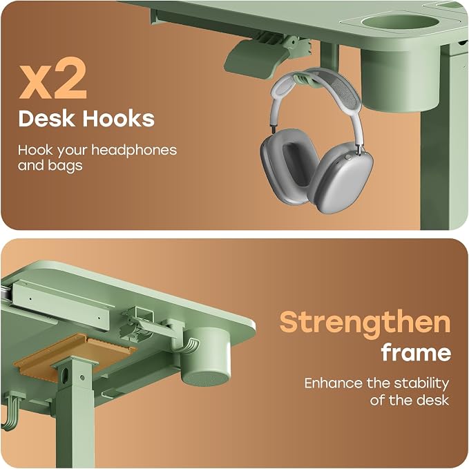 Small Mobile Standing Desk with Drawer, 23.6" x 19.7" Top | Height Adjustable Portable Laptop Desk with Wheels & Cup Holder, Sit Stand Computer Workstation for Compact Space, Sage Green