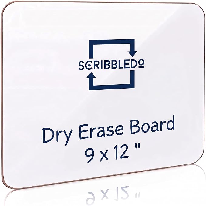 SCRIBBLEDO Small White Board 9x12 Double Sided Dry Erase Personal Board | 9x12 Personal Whiteboard, Premium Masonite Hardboard, Wipes Clean No Ghosting, Students Classroom Home and Office