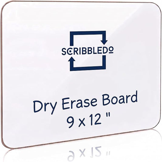 SCRIBBLEDO Small White Board 9x12 Double Sided Dry Erase Personal Board | 9x12 Personal Whiteboard, Premium Masonite Hardboard, Wipes Clean No Ghosting, Students Classroom Home and Office