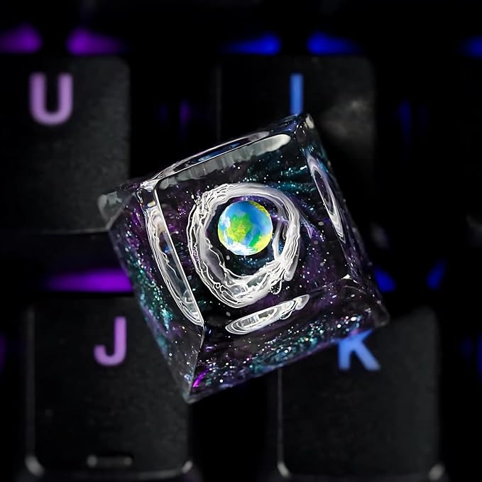 Earth Artisan Keycap Solar System - 1U ESC, R1 SA Profile Custom Handmade Resin Cherry MX Switch Key Cap Mechanical Keyboard, Cool Tech Gifts for Men, Dad, Father's Day, Gamer, Space Lover