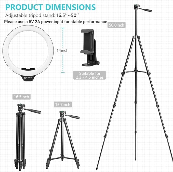 Sensyne 14" Ring Light with Tripod Stand, LED Circle Light with Phone Holder, for Photo Selfie, Video Recording, Zoom Meeting (Pack of 2)
