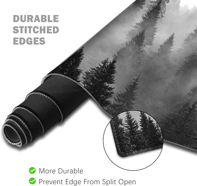 ToLuLu Extended Gaming Mouse Pad, Memory Foam Ergonomic Keyboard Mouse Wrist Rest Support Set, Large Desk Mat with Stitched Edges, Non-Slip Base Mousepad for Home Office Game Study, Tree Forests