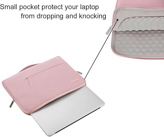 MOSISO Laptop Case 14 inch, 14 inch Laptop Sleeve with Handle Compatible with HP Lenovo Dell ASUS Acer, HP Stream, Dell Latitude, Lenovo IdeaPad, Polyester Multifunctional Computer Bag, Pink