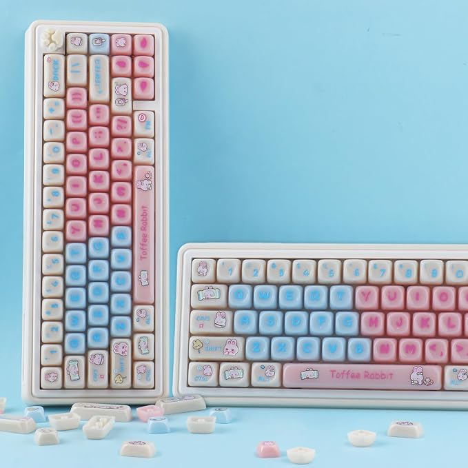 Tsungup Cherry Blossom MOA Keycaps-Pink Sakura,129 Keys Cute PBT Custom Keycaps 100 Percent,Dye Sub Key Caps Keyboard Keycap Set for MX Switches Mechanical