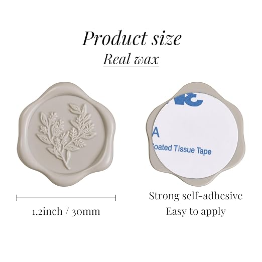UNIQOOO Wax Seal Stickers - Eucalyptus Wedding Invitation Envelope Seal Stickers, 50 Pcs Self- Adhesive Neutral Linen Warm Grey Stickers, Perfect for Invitation, Christmas, Gift Wrapping