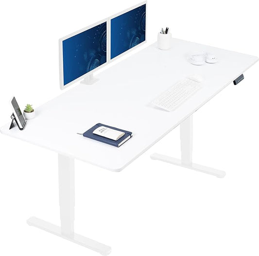 VIVO Electric Dry Erase 71 x 30 in Dual Motor Sit Stand Desk, Memory Height Adjustment, 2B Series, Whiteboard Top White Frame, DESK-KIT-2W7WE
