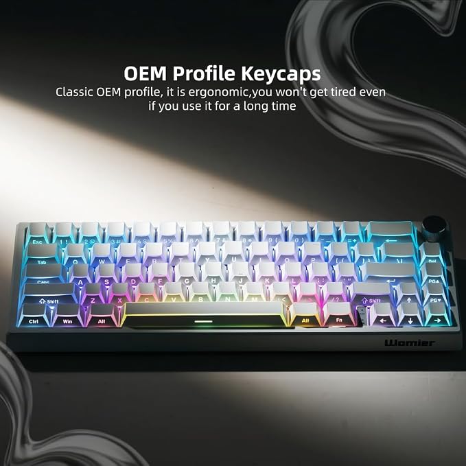 Womier PBT Shine Through Keycaps Manga White, OEM Profile Side Printed Custom Key caps 60 65 75 100 Percent Keyboard Keycap Set Suitable for MX Switches Mechanical Keyboard