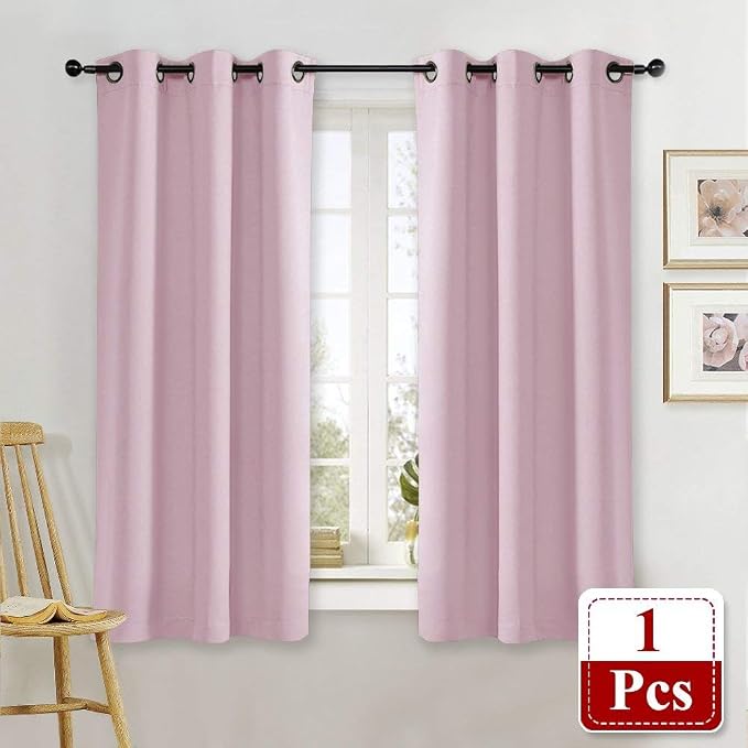 NICETOWN Room Darkening Curtain for Girl's Room Nursery Essential Thermal Insulated Solid Grommet Top Window Treatment Drape (Lavender Pink=Baby Pink, Sold Individually, 42 x 63 inch)