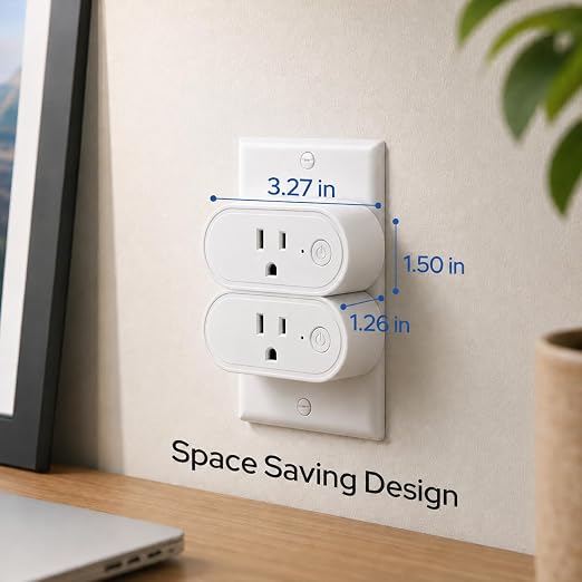 LoraTap Wireless Outlet (2 Pack) - Ergonomic Round Remote (Comfort Grip!) + Magnetic Wall Base - Stick & Grab, No Wall Damage - 15A/1875W 100ft Range - Control for Hard-to-Reach Sockets