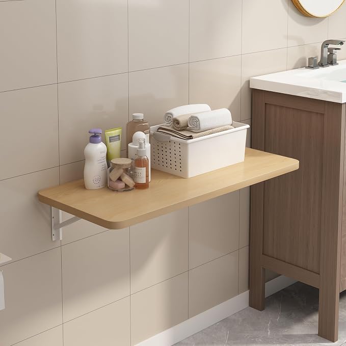 Wall Mounted Laundry Room Folding Table，Fold Down Desk for Small Spaces |Office|Study|Work Bench|Kitchen Dining Restaurant| Home Bar | Waterproof Easy to Install and Clean39.4×19.7"