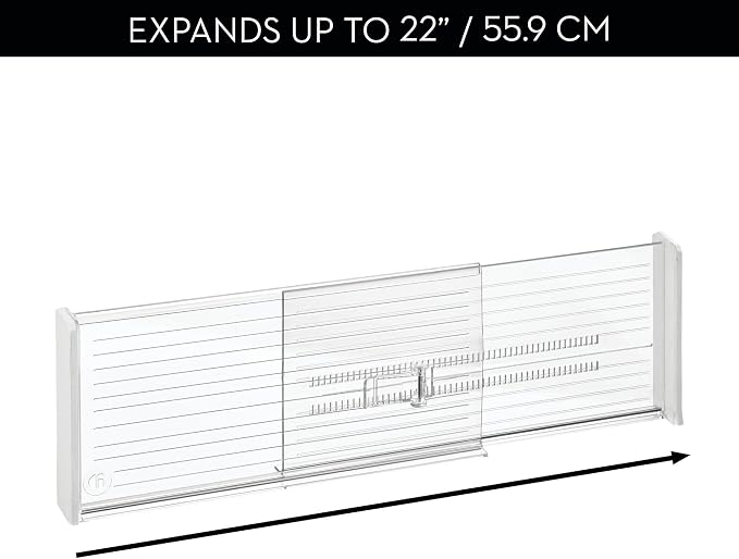 iDesign Expandable Plastic Deep Drawer Dividers for Kitchen, Dresser, or Desk Drawers - Set of 4 - Clear