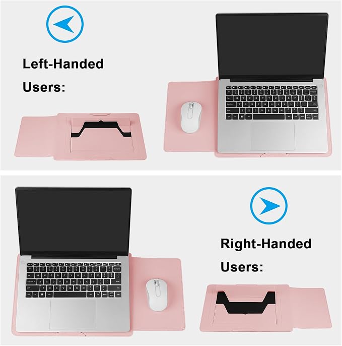 HoYiXi 13.3'' /13.6'' Laptop Sleeve Case PU Leather with Stand Compatible with MacBook Pro 14/MacBook Air 13(M1 M2)/ASUS Vivobook 14/Dell XPS 13/ASUS Matebook,13-14'' Laptop Bag,Pink