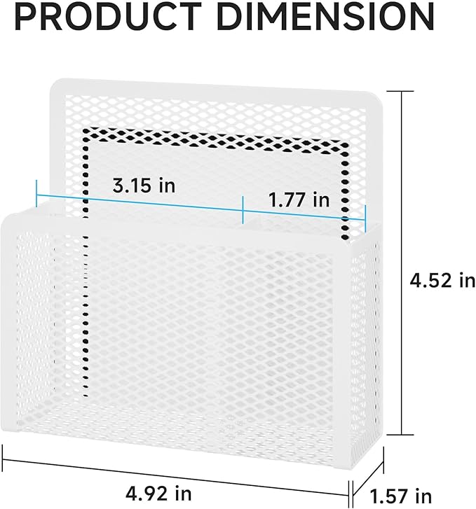 Marbrasse Magnetic Dry Erase Marker Holder, Mesh Pen Holder for Whiteboard，Magnet Pencil Organizer Storage for Refrigerator Locker Accessories Organizer for Home, School and Office(White 4p)
