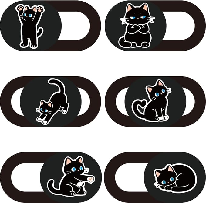 6Pcs 6 Styles Cat Camera Cover Slide Cute Privacy Guard Accessories, 0.04 Inch Ultra Thin Webcam Cover Protector Blocker for Laptop Desktop Computer Tablet Notebook Mini PC Home Office Use