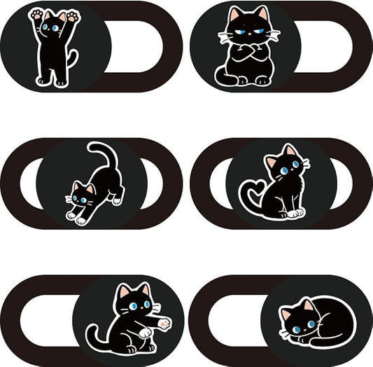 6Pcs 6 Styles Cat Camera Cover Slide Cute Privacy Guard Accessories, 0.04 Inch Ultra Thin Webcam Cover Protector Blocker for Laptop Desktop Computer Tablet Notebook Mini PC Home Office Use
