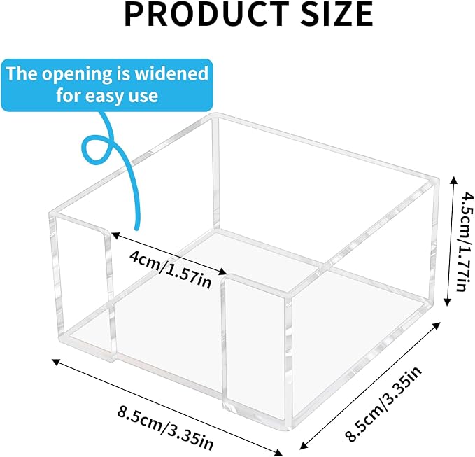 Acrylic Sticky Note Holder, 3 x 3 Inch Post It Note Holde | Clear Cute Post It Note Dispenser, Thick Notepad Holder, Acrylic Desk Organizer for Office, Home, Dorm, Classroom Desk