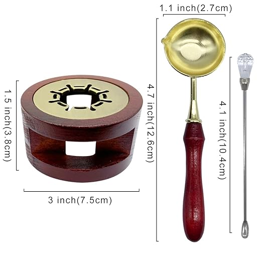 Wax Seal Warmer Kit Melting Furnace Tool with Spoon, Tealight Candles Set for Wedding Wax Envelope Seal Stamp (Redwood C)
