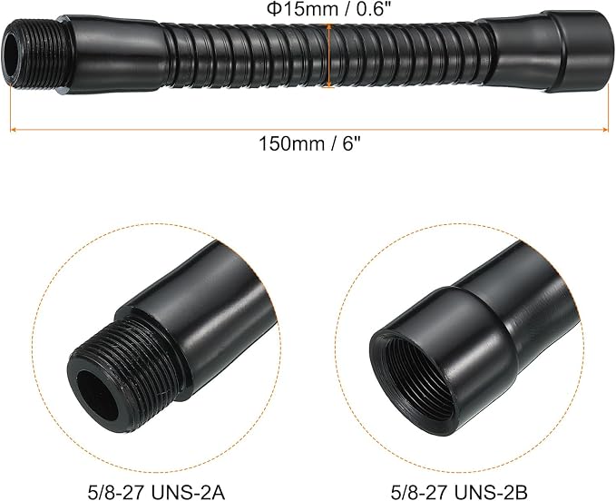PATIKIL 6" Microphone Gooseneck, 5/8"-27 Thread Metal Universal Hose Flexible Arm Gooseneck Tube Extension for Multifunction DIY, Black