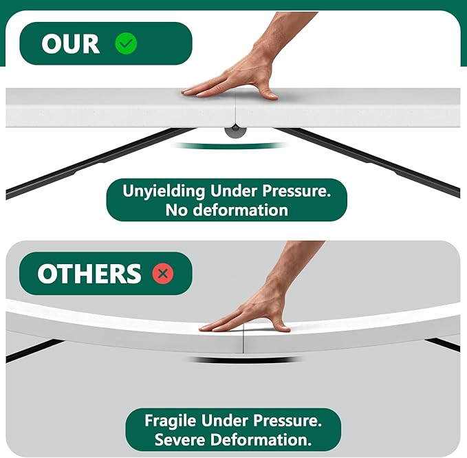6FT Folding Table 6 Pack, Heavy Duty Plastic Table with Handel, 400lbs Portable Table, Reinforced Steel Legs, Fold-in-Half Table Ideal for Parties, Picnics, Weddings, Camping White