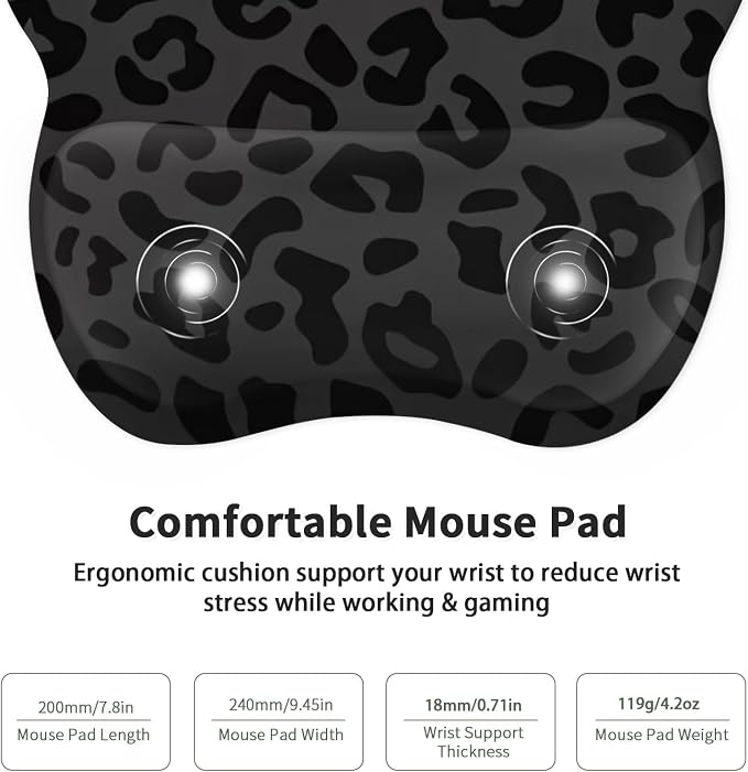EooCoo Ergonomic Mouse Pad with Wrist Support, Mousepad with Memory Foam Wrist Rest and Non-Slip Base for Computer, Cafe, Home & Office, 9.64 x 8.26 in Office Desk Accessories