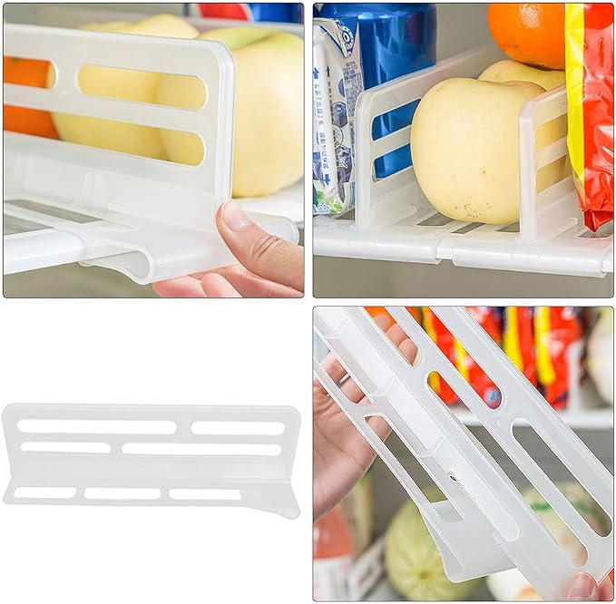 Refrigerator Dividers: Adjustable Fridge Dividers for Glass Shelves, Freezer Shelf Organizer and Food Storage Separator for Refrigerator Organization, Kitchen Pantry Cabinet Drawer Storage, 4 Pack