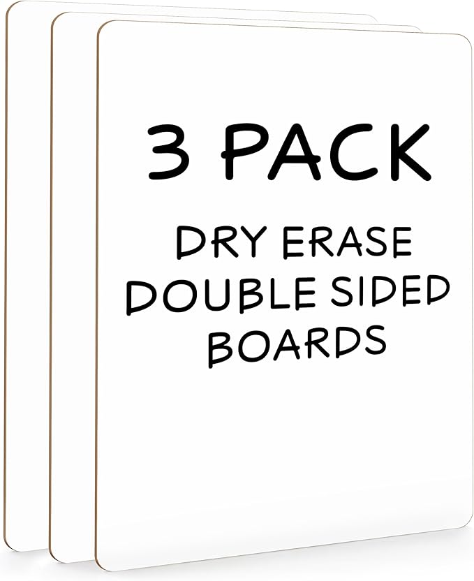 SCRIBBLEDO Small Dry Erase Boards 3 Pack 9x12 Double Sided Whiteboard | 3 Double Sided 9x12 Dry Erase Boards, Wipes Clean No Ghosting, Sturdy Engineered Wood, Safe For Kids, Students And Classroom