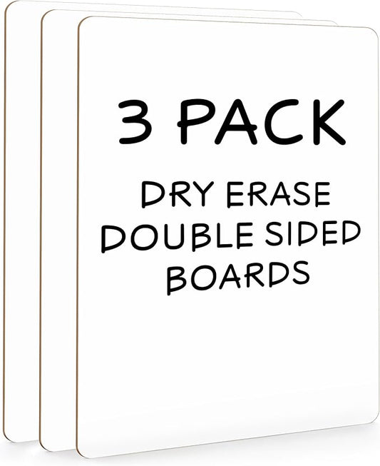 SCRIBBLEDO Small Dry Erase Boards 3 Pack 9x12 Double Sided Whiteboard | 3 Double Sided 9x12 Dry Erase Boards, Wipes Clean No Ghosting, Sturdy Engineered Wood, Safe For Kids, Students And Classroom