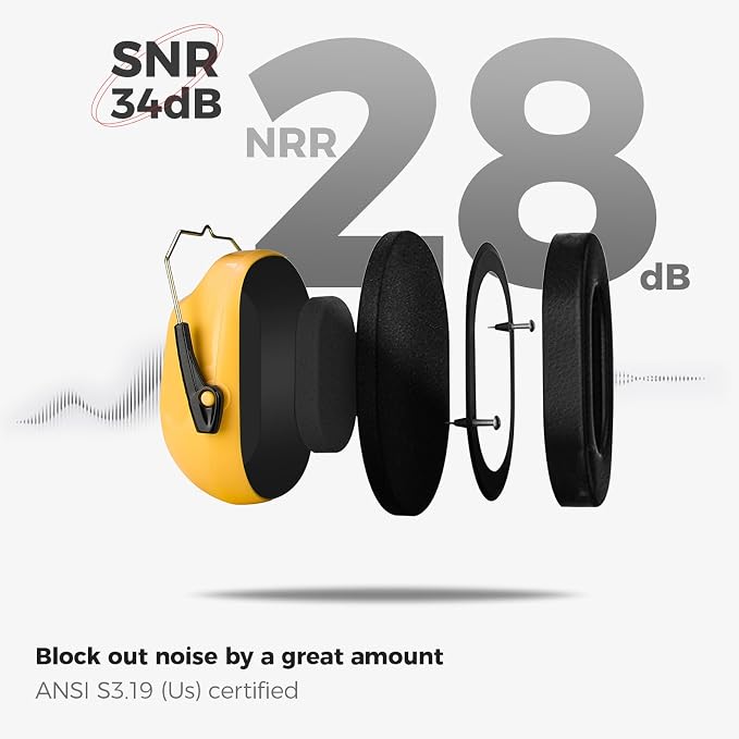 ProCase NRR 28dB Noise Reduction Ear Muffs, Foldable Adjustable Passive Noise Cancelling Headphones for Adults Kids Autism, Hearing Protection for Shooting, Construction, Mowing, Studying -Yellow