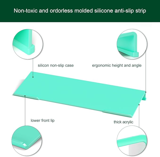 Computer Keyboard Stand Holder - Ergonomic Acrylic Keyboard Stand for Desktop Comfortable Keyboard Tray Riser with Silicone Anti-Slip Strip for Home School Office Desk Accessory, Green