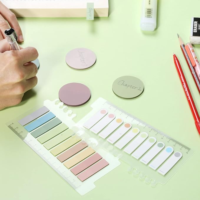 Transparent Sticky Notes, Pastel Round Clear Sticky Note Tabs for Annotating Books,600 Sheets Morandi Translucent Sticky Notes Book Tabs Sticky Tabs Book Markers Office & School Supplies