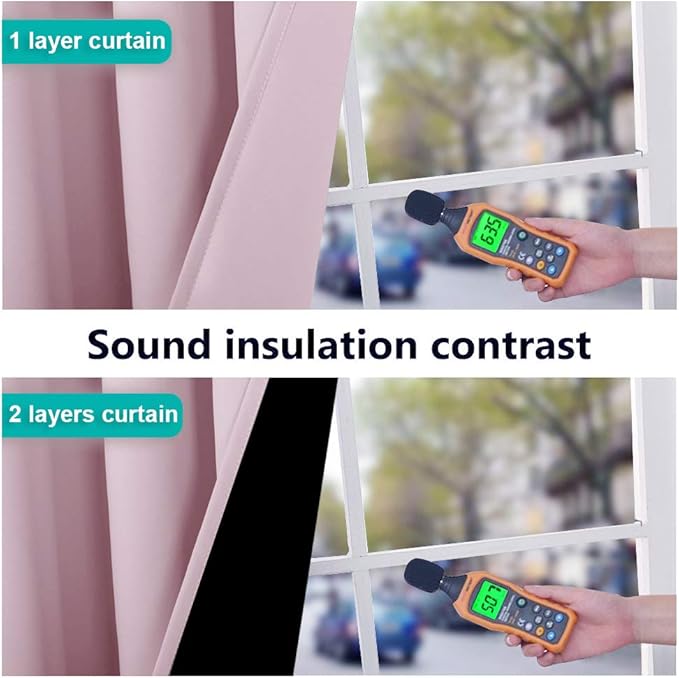 NICETOWN 100% Blackout Window Curtain Panels, Heat and Cold Blocking Drapes with Black Liner for Nursery, 70" Thermal Insulated Draperies (Lavender Pink, 2 Pieces, 37" Wide Each Panel)