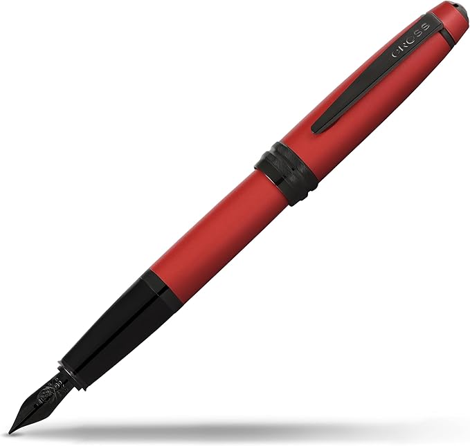 Cross Bailey Refillable Fountain Presented in a Premium Gift Box - Medium Point, Black Ink, Matte Red