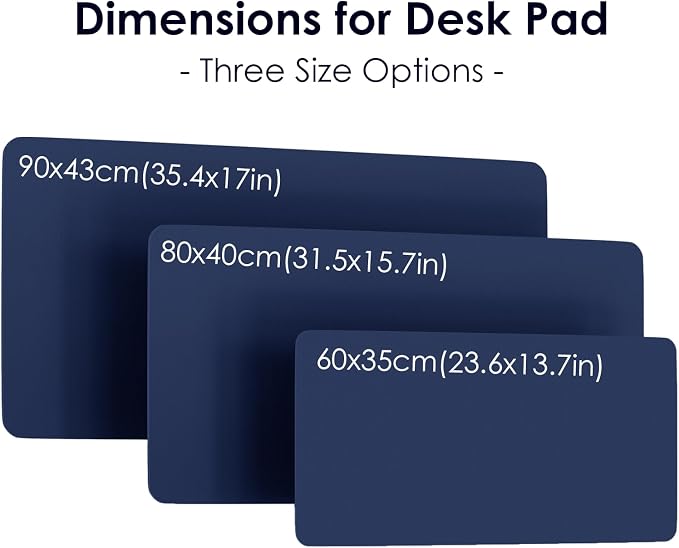 Leather Desk Pad Protector, Waterproof Mouse Pad, PU Desk Mat, Office Desk Cover, Desk Writing Mat for Office/Home/Work/Cubicle (Dark Blue) 31.5x15.7 in