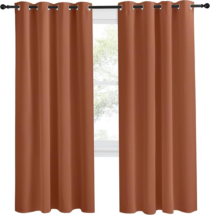 NICETOWN Blackout Burnt Orange Curtain & Drape, W55 x L78, 1 Panel, Room Darkening Light Blocking Window Treatment for Living Room